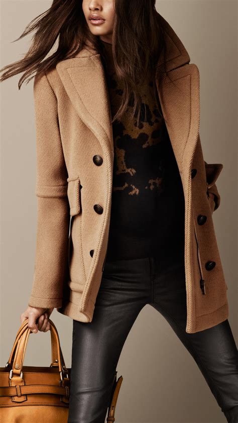 burberry pea coat on sale|Burberry camel wool coat men's.